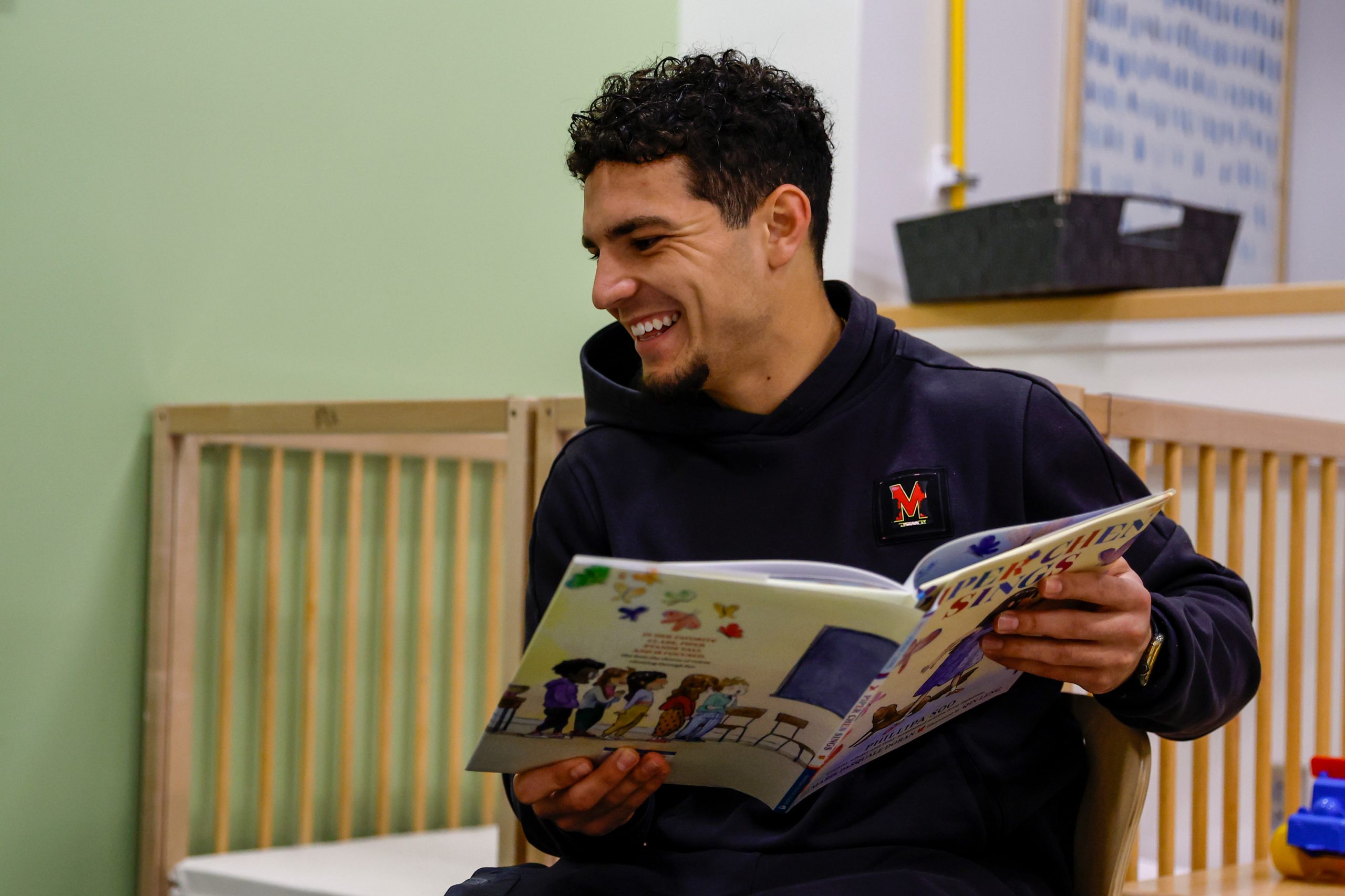 Defensive Back Rex Fleming (41)
Maryland Football reads to the youth at the UMD Child Development Center in College Park, MD on October 24, 2024.

Ian Cox/Maryland Terrapins