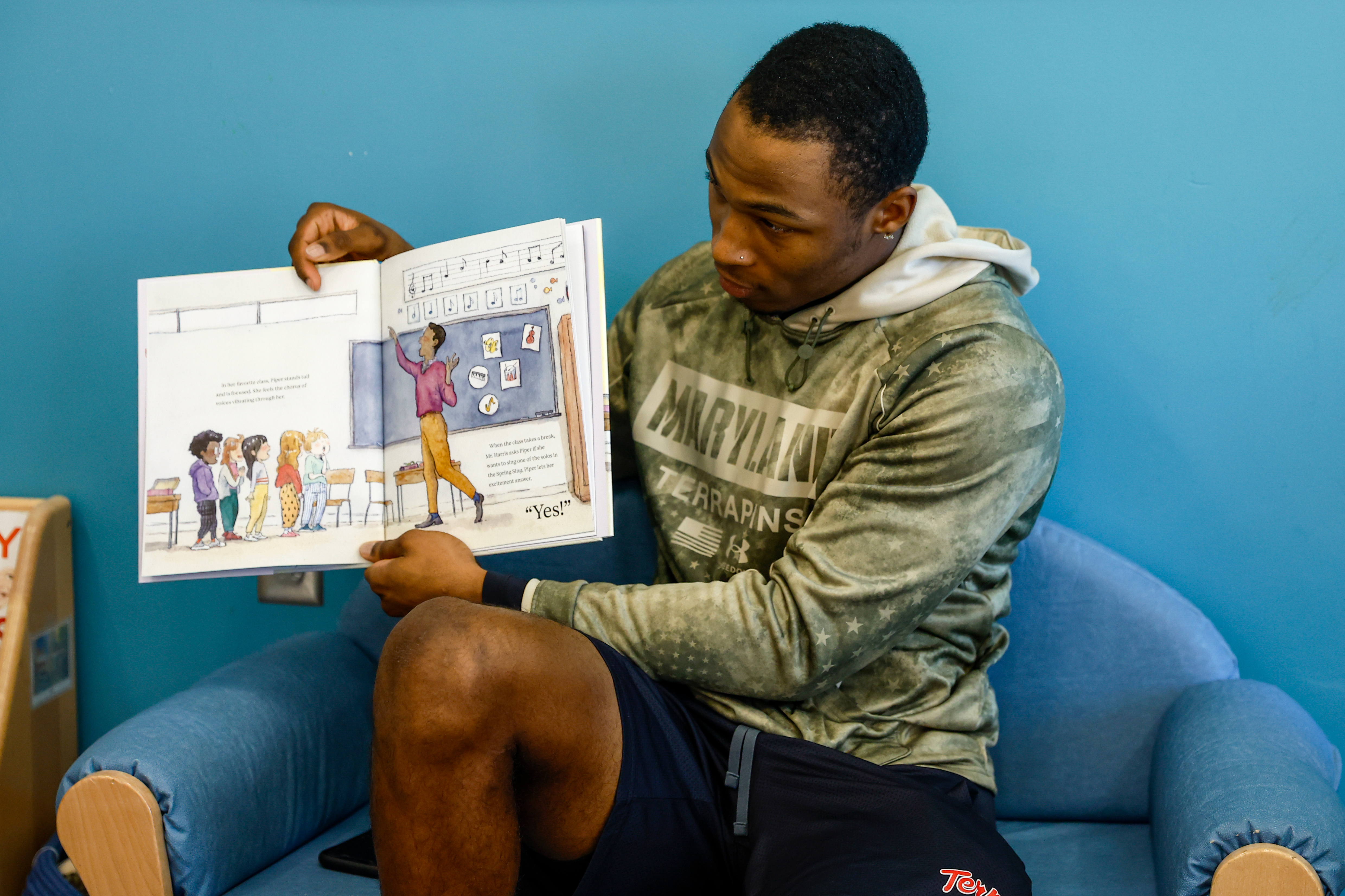 Wide Receiver Octavian Smith Jr. (5)
Maryland Football reads to the youth at the UMD Child Development Center in College Park, MD on October 24, 2024.

Ian Cox/Maryland Terrapins