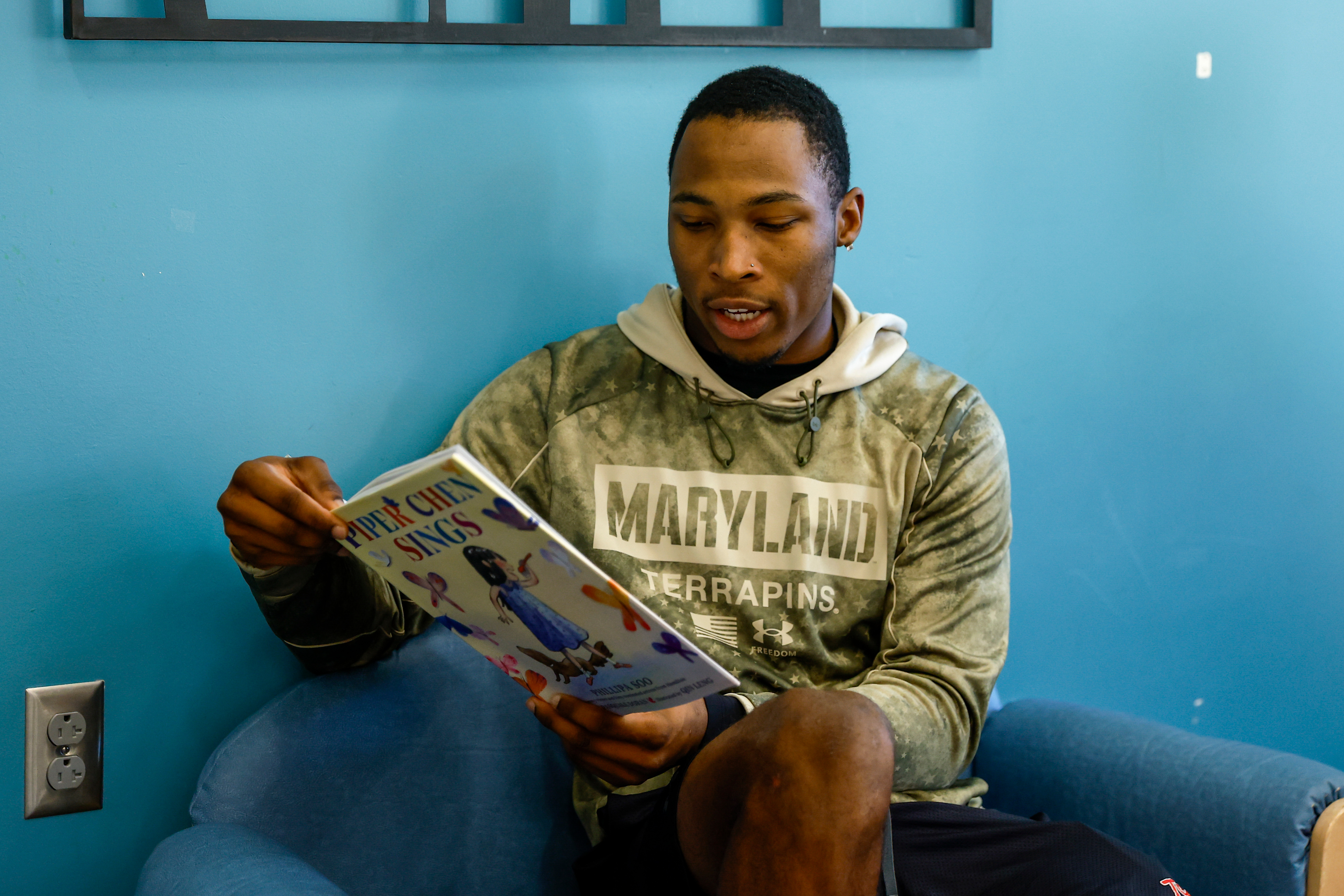 Wide Receiver Octavian Smith Jr. (5)
Maryland Football reads to the youth at the UMD Child Development Center in College Park, MD on October 24, 2024.

Ian Cox/Maryland Terrapins