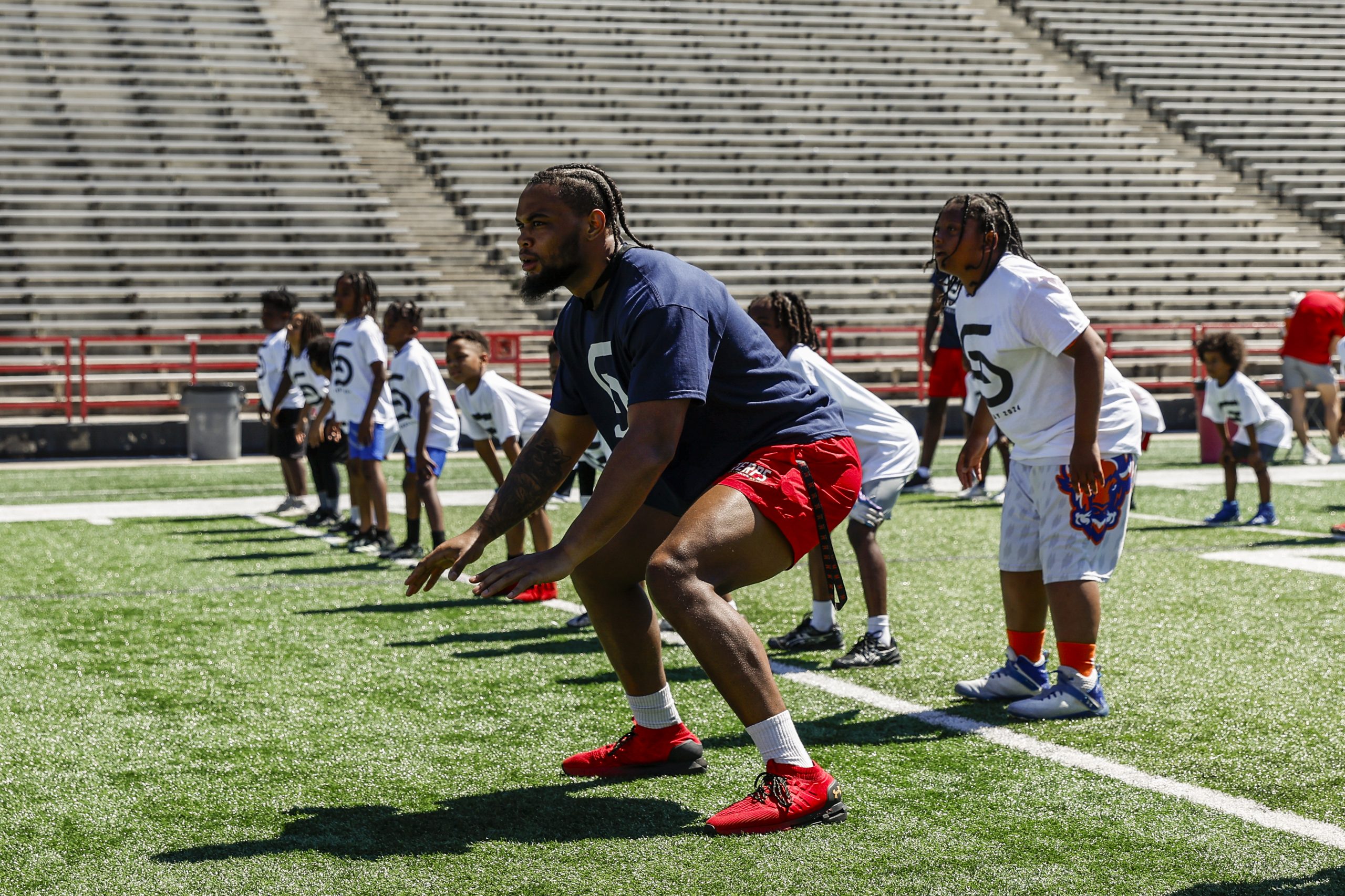 Defensive line Donnell Brown (19)
3rd Annual Diggs Day Youth Camp at SECU Stadium in College Park, MD on Saturday, Jun. 8, 2024. 
Chris Lyons/Maryland Athletics