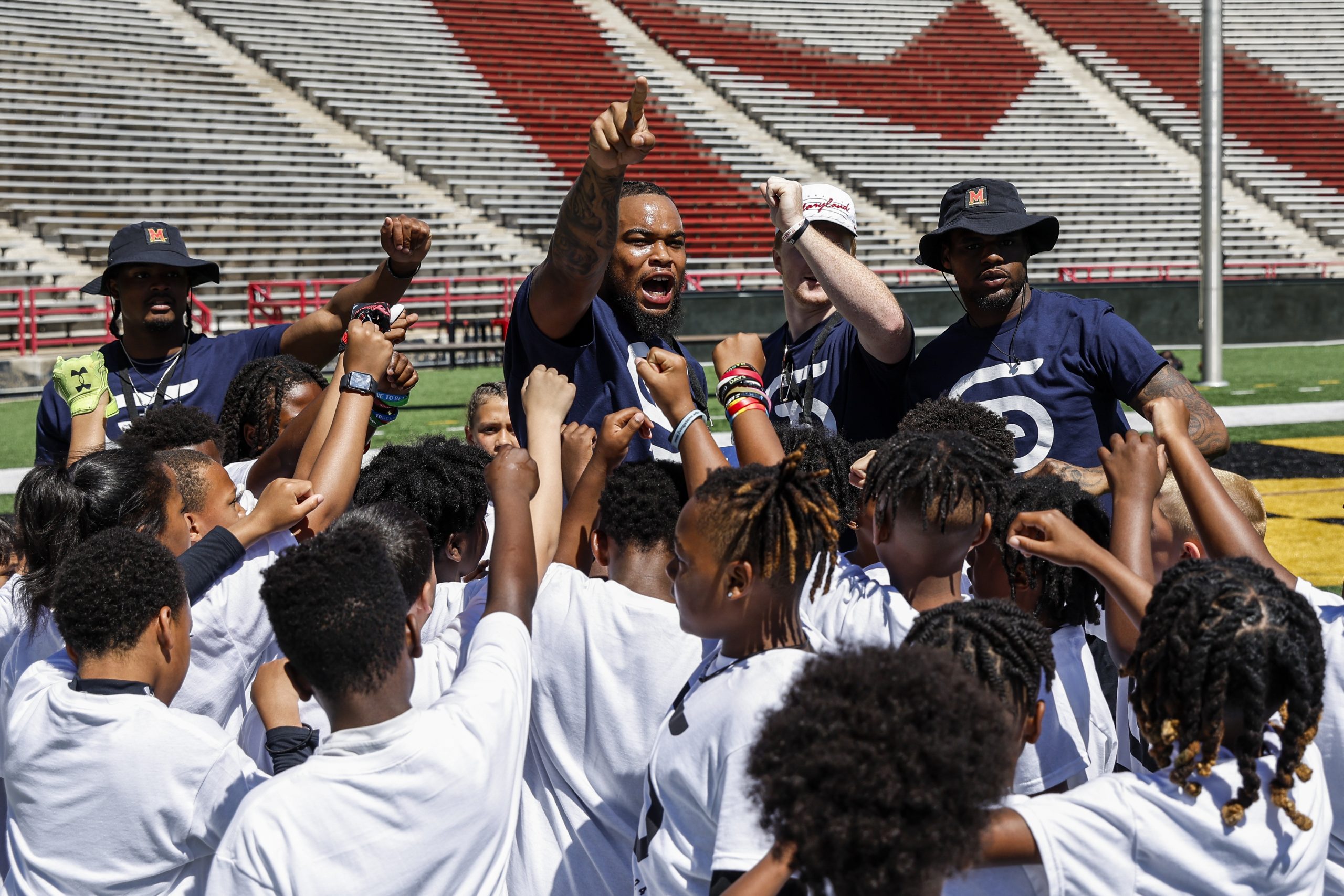 Defensive line Donnell Brown (19)
3rd Annual Diggs Day Youth Camp at SECU Stadium in College Park, MD on Saturday, Jun. 8, 2024. 
Chris Lyons/Maryland Athletics